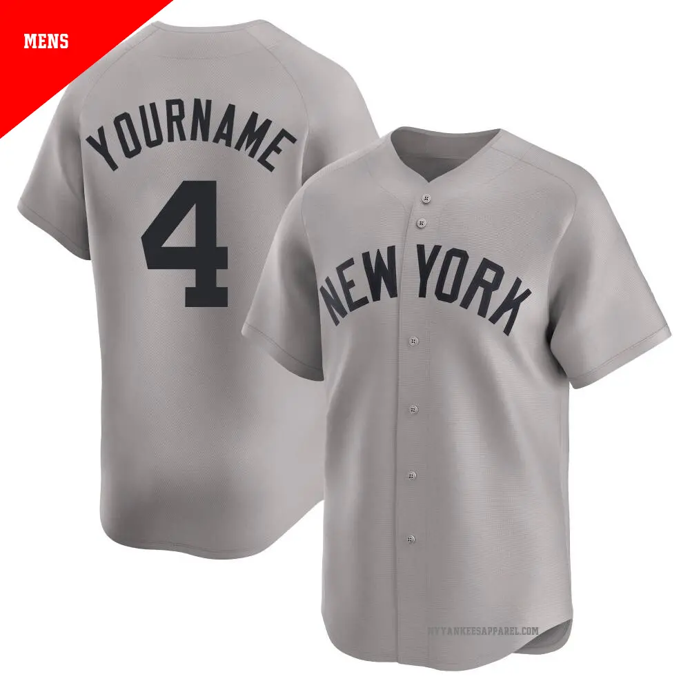 Men's #4 Lou Gehrig New York Yankees Gray Limited Away Jersey