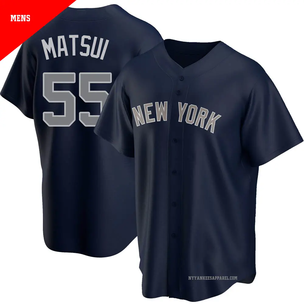 Men's #55 Hideki Matsui New York Yankees Navy Replica
