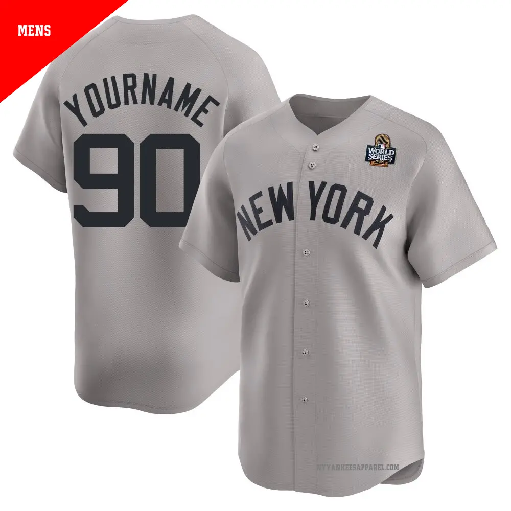 Men's #90 Jorbit Vivas New York Yankees Gray Limited Away Jersey